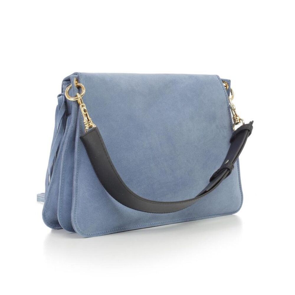 JW ANDERSON Suede Shoulder Bag with Fringe Detail Women BLUE Handbags